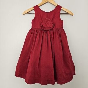 Janie and Jack pretty in plaid red 100% silk rosette rose dress girls size 5